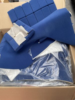 Covers set SM 2 chairs + 1 sofa + side panels blue with blocks