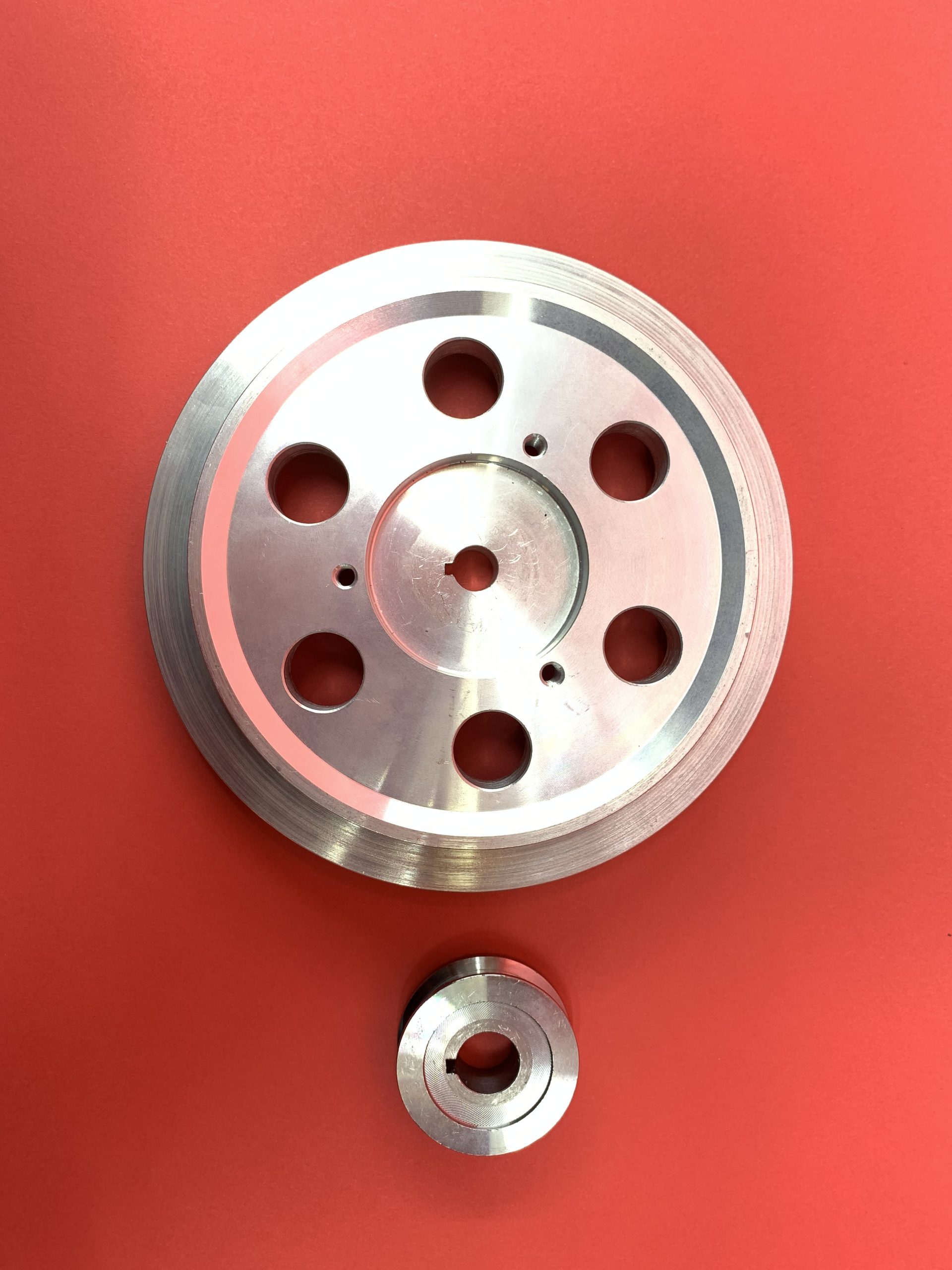 HD pomp aluminium poelie incl. dynamo poelie voor moderne dynamo en aircopomp 2x70 gr. - Afbeelding 2